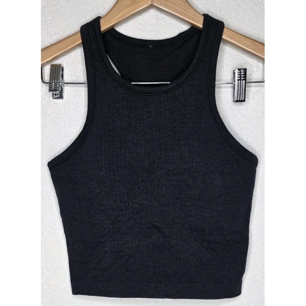 Lululemon Ebb to Street Racerback Crop Tank Top Charcoal Women 4 Yoga Gym